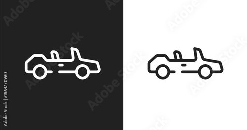 Convertible icon. Linear black, white icon from transportation collection. Outline convertible vector. Thin line symbol isolated on white and black background