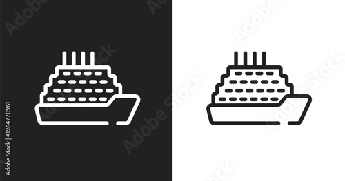 Ferry icon. Linear black, white icon from transportation collection. Outline ferry vector. Thin line symbol isolated on white and black background