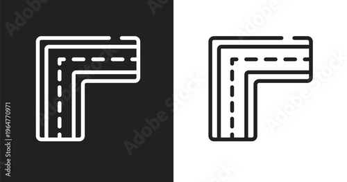 Broken line icon. Linear black, white icon from driving school collection. Outline broken line vector. Thin line symbol isolated on white and black background