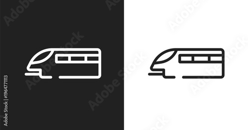 Monorail icon. Linear black, white icon from public transportation collection. Outline monorail vector. Thin line symbol isolated on white and black background