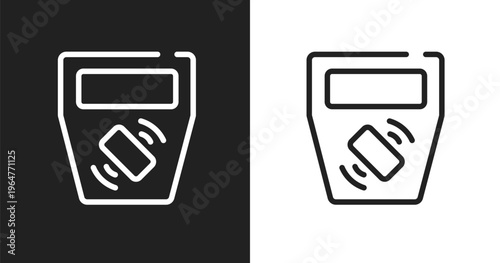 Ticket validator icon. Linear black, white icon from public transportation collection. Outline ticket validator vector. Thin line symbol isolated on white and black background