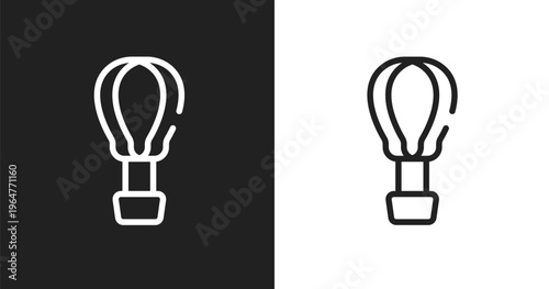 Hot air icon. Linear black, white icon from transport collection. Outline hot air vector. Thin line symbol isolated on white and black background