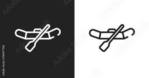 Watercraft icon. Linear black, white icon from transport collection. Outline watercraft vector. Thin line symbol isolated on white and black background