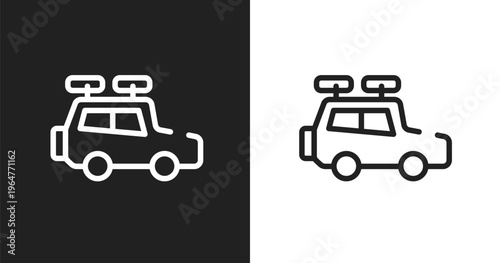 Travel baggage icon. Linear black, white icon from transport collection. Outline travel baggage vector. Thin line symbol isolated on white and black background