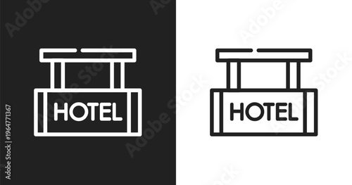 Hotel hanging signal of four stars icon. Linear black, white icon from summer collection. Outline hotel hanging signal of four stars icon vector. Thin line symbol for use on web and mobile apps,