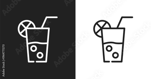 Lime juice icon. Linear black, white icon from summer collection. Outline lime juice vector. Thin line symbol isolated on white and black background