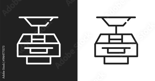 Funicular icon. Linear black, white icon from summer collection. Outline funicular vector. Thin line symbol isolated on white and black background