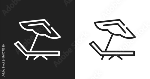 Beach chair icon. Linear black, white icon from summer collection. Outline beach chair vector. Thin line symbol isolated on white and black background