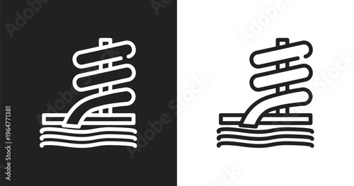 Aqua park icon. Linear black, white icon from summer collection. Outline aqua park vector. Thin line symbol isolated on white and black background