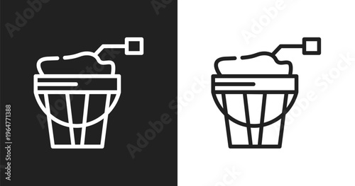 Sand bucket icon. Linear black, white icon from summer collection. Outline sand bucket vector. Thin line symbol isolated on white and black background