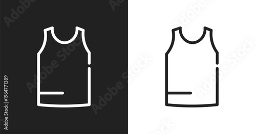 Sleeveless icon. Linear black, white icon from summer collection. Outline sleeveless vector. Thin line symbol isolated on white and black background