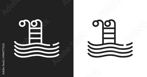 Swimming pool icon. Linear black, white icon from summer collection. Outline swimming pool vector. Thin line symbol isolated on white and black background
