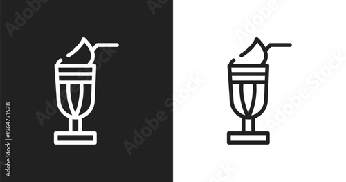 Milkshake icon. Linear black, white icon from summer collection. Outline milkshake vector. Thin line symbol isolated on white and black background