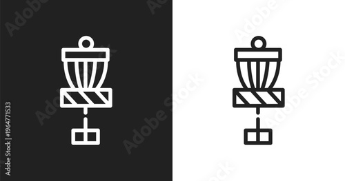 Disc golf icon. Linear black, white icon from summer collection. Outline disc golf vector. Thin line symbol isolated on white and black background