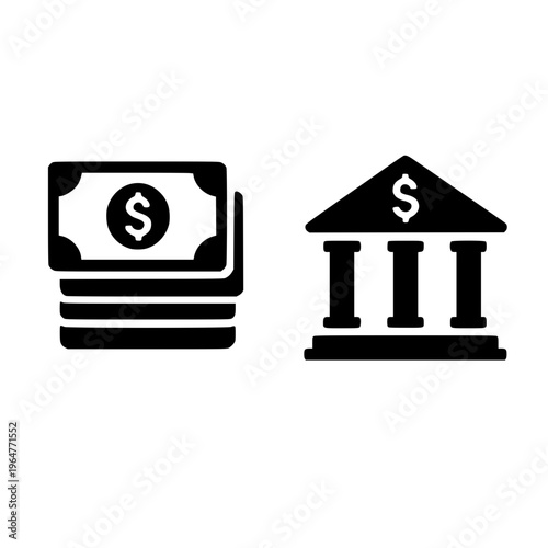 Stacked dollar coins with piggy bank and savings house concept flat icon