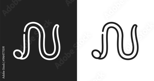 Earthworm icon. Linear black, white icon from fisherman collection. Outline earthworm vector. Thin line symbol isolated on white and black background