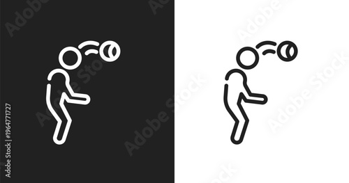 Head hitting icon. Linear black, white icon from soccer collection. Outline head hitting vector. Thin line symbol isolated on white and black background