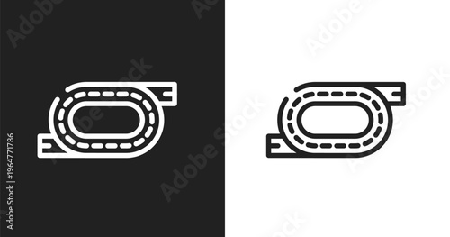 Race track icon. Linear black, white icon from running collection. Outline race track vector. Thin line symbol isolated on white and black background