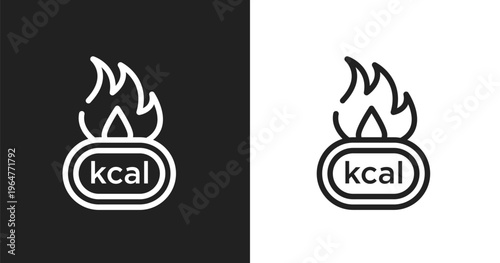 Calories icon. Linear black, white icon from running collection. Outline calories vector. Thin line symbol isolated on white and black background