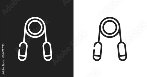 Handgrip icon. Linear black, white icon from gym collection. Outline handgrip vector. Thin line symbol isolated on white and black background