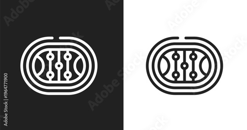 Hockey arena icon. Linear black, white icon from winter sport collection. Outline hockey arena vector. Thin line symbol isolated on white and black background