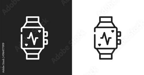 Pulsometer icon. Linear black, white icon from bicycle racing collection. Outline pulsometer vector. Thin line symbol isolated on white and black background