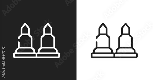 Munition icon. Linear black, white icon from paintball collection. Outline munition vector. Thin line symbol isolated on white and black background