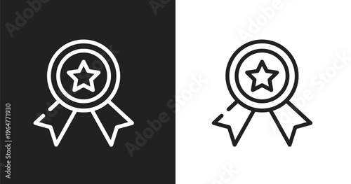 First prize icon. Linear black, white icon from winning red collection. Outline first prize vector. Thin line symbol isolated on white and black background