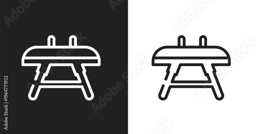 Vaulting horse icon. Linear black, white icon from sport collection. Outline vaulting horse vector. Thin line symbol isolated on white and black background