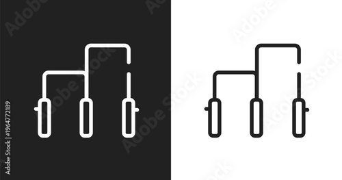 Gym bars icon. Linear black, white icon from gym collection. Outline gym bars vector. Thin line symbol isolated on white and black background