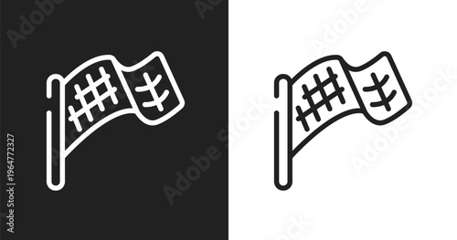 Checkered flag icon. Linear black, white icon from sports collection. Outline checkered flag vector. Thin line symbol isolated on white and black background