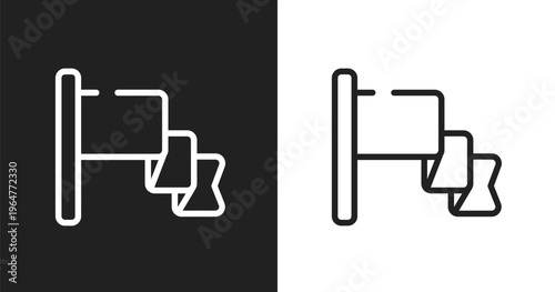 Red flag icon. Linear black, white icon from rewards collection. Outline red flag vector. Thin line symbol isolated on white and black background