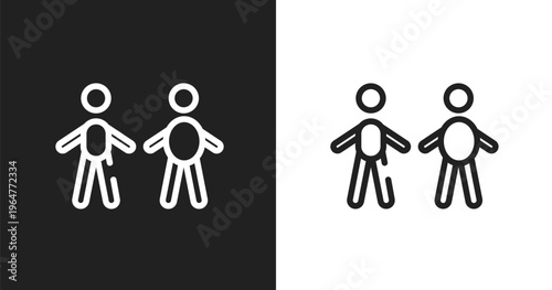 Body mass index icon. Linear black, white icon from sport fitness collection. Outline body mass index vector. Thin line symbol isolated on white and black background