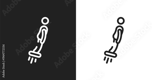 Flyboard icon. Linear black, white icon from x treme collection. Outline flyboard vector. Thin line symbol isolated on white and black background