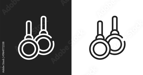 Gymnastic rings icon. Linear black, white icon from sports collection. Outline gymnastic rings vector. Thin line symbol isolated on white and black background