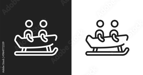 Bobsledding icon. Linear black, white icon from x treme collection. Outline bobsledding vector. Thin line symbol isolated on white and black background