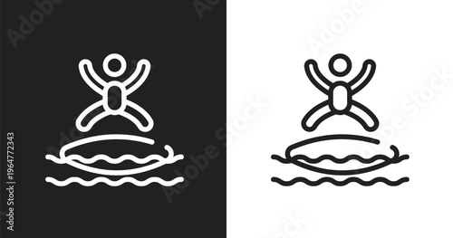 Blobbing icon. Linear black, white icon from x treme collection. Outline blobbing vector. Thin line symbol isolated on white and black background