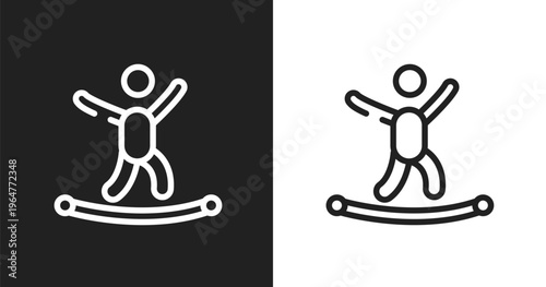 Highlining icon. Linear black, white icon from x treme collection. Outline highlining vector. Thin line symbol isolated on white and black background