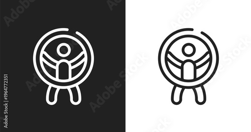 Zorbing icon. Linear black, white icon from x treme collection. Outline zorbing vector. Thin line symbol isolated on white and black background
