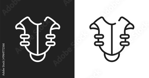 Chest protection icon. Linear black, white icon from baseball collection. Outline chest protection vector. Thin line symbol isolated on white and black background