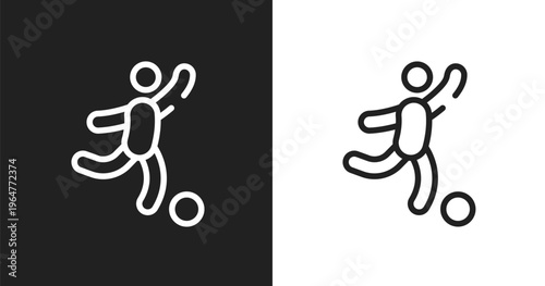 Soccer game icon. Linear black, white icon from football collection. Outline soccer game vector. Thin line symbol isolated on white and black background