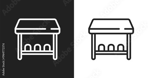 Team bench icon. Linear black, white icon from football collection. Outline team bench vector. Thin line symbol isolated on white and black background