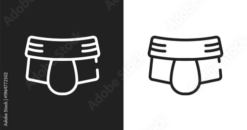Jockstrap icon. Linear black, white icon from martial arts collection. Outline jockstrap vector. Thin line symbol isolated on white and black background