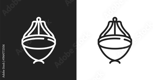 Asian hat icon. Linear black, white icon from martial arts collection. Outline asian hat vector. Thin line symbol isolated on white and black background