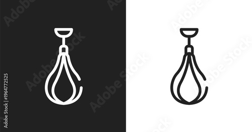 Speed bag icon. Linear black, white icon from martial arts collection. Outline speed bag vector. Thin line symbol isolated on white and black background