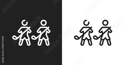 Home team icon. Linear black, white icon from hockey collection. Outline home team vector. Thin line symbol isolated on white and black background