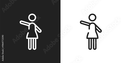 Hostess icon. Linear black, white icon from motor sports collection. Outline hostess vector. Thin line symbol isolated on white and black background