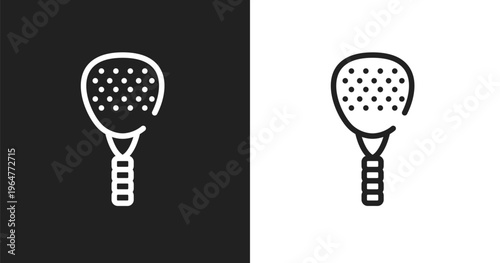 Padel icon. Linear black, white icon from sports collection. Outline padel vector. Thin line symbol isolated on white and black background