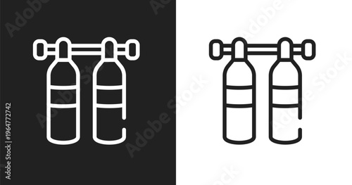 Gas cilinder icon. Linear black, white icon from diving collection. Outline gas cilinder vector. Thin line symbol isolated on white and black background