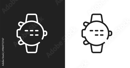 Dive computer icon. Linear black, white icon from diving collection. Outline dive computer vector. Thin line symbol isolated on white and black background